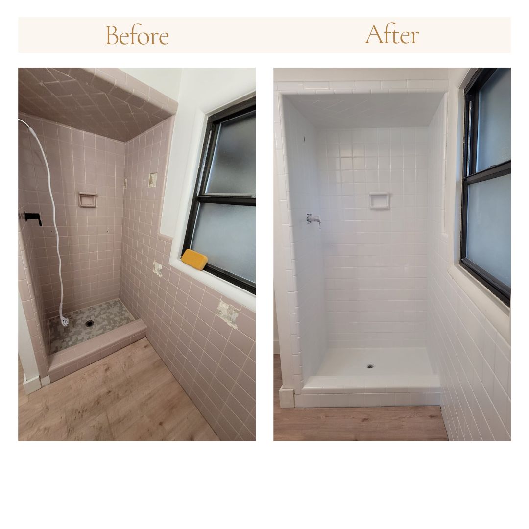 Before and After Progress Bath refurnishing Glaze pro