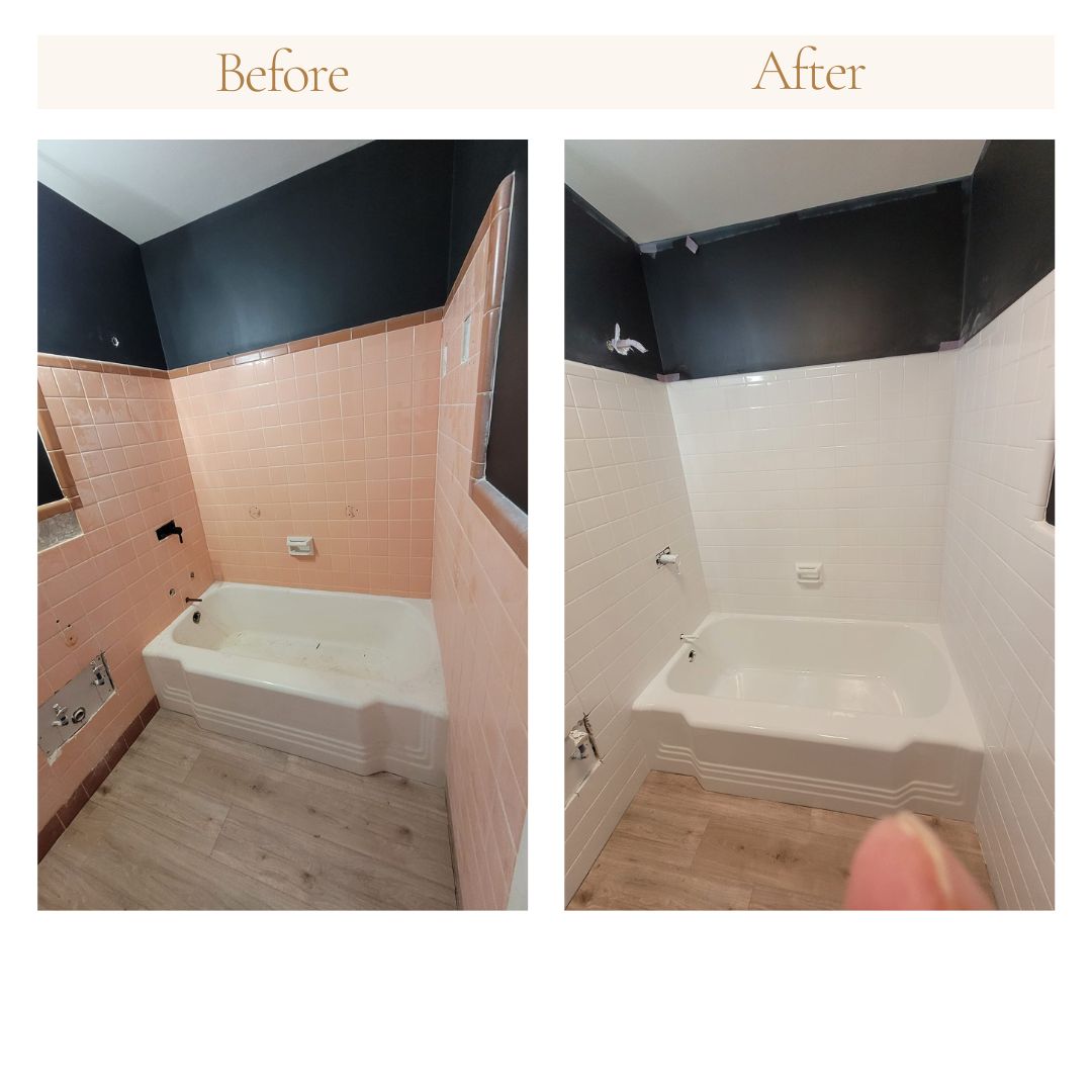 Before and After Progress Bath refurnishing